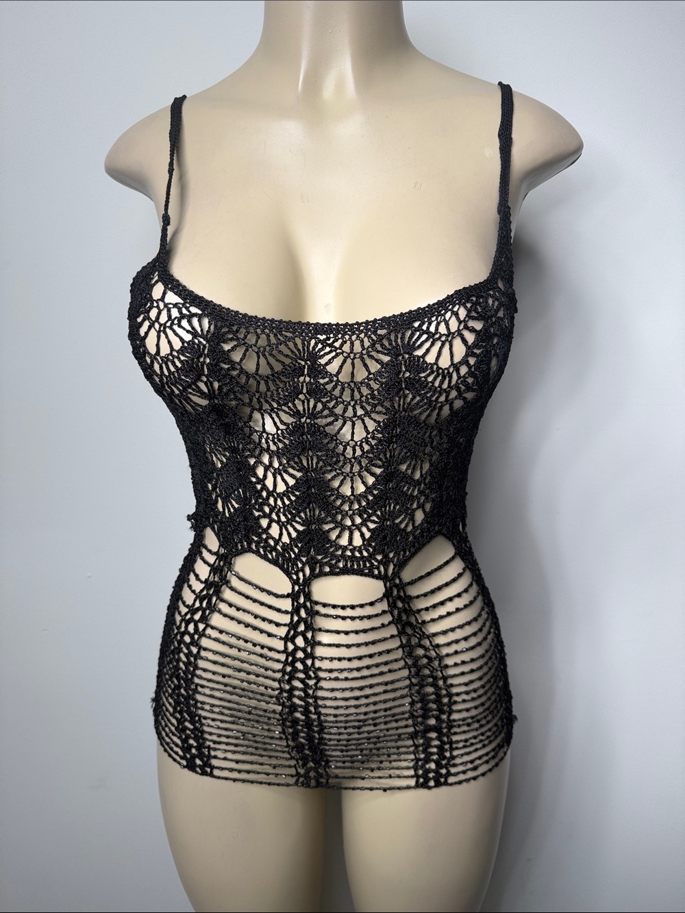 Victoria's Secret Black Sheer Crochet Camisole